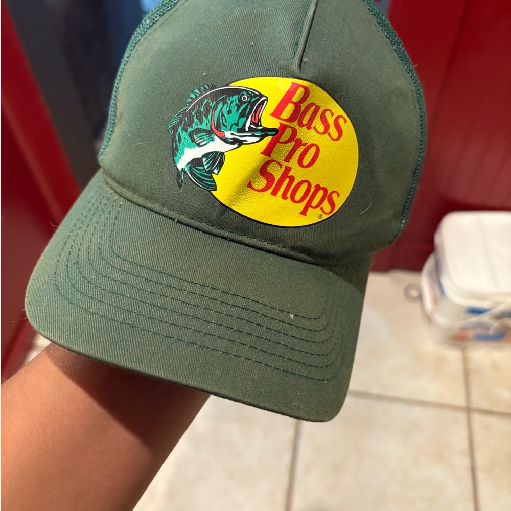 Bass Pro Shops Green and Yellow Fishing Hat